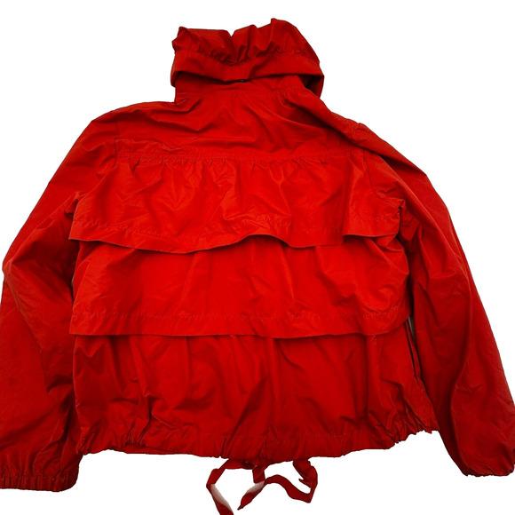 LOFT | Women's Small Petite SP Salmon Coral Full-Zip Tiered Ruffled Jacket Top - Picture 2 of 8